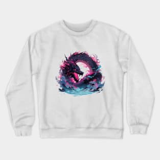 A black dragon with illustration Crewneck Sweatshirt